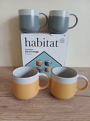 Habitat Speckle Glaze Mugs X 4 - New In Box - Grey & Mustard • £30