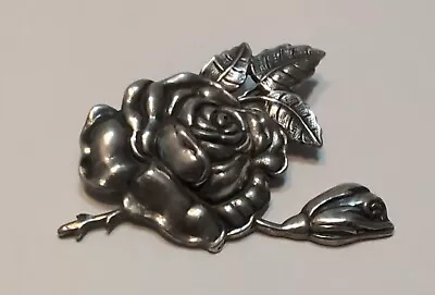 Vintage Mexico Margot De Taxco Sterling Rose Flower Pin Brooch • $94.99