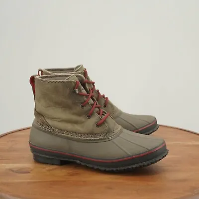 Ugg Mens Zetik Duck Boots Green Leather Rubber Lace Up Size 10 • $44.95