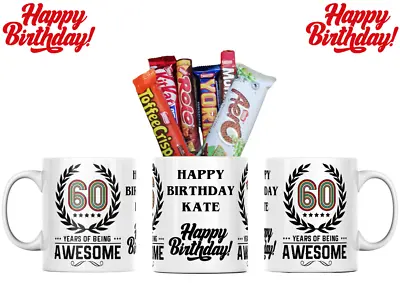 60 Years Of Being Awesome 60th Birthday Chocolate Gift Mug Age Birthday Gifts • £12.96