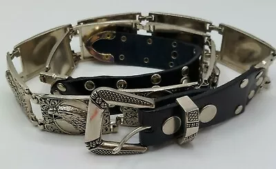 Vintage New! Screaming Eagle Men's Motorcycle Metal & Leather  Belt Size L 36-38 • $69.99