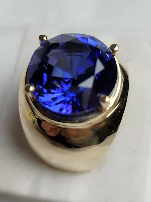Tanzanite D-Block Vivid Royal Blue 14k Ring 12us 27.62 Gram 15mm Stone 15.78ct • $7699