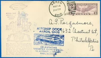 5/14/32 Special Mail Dispatch By Goodyear Airship Wooster Centennial! MAGENTA • $19.99