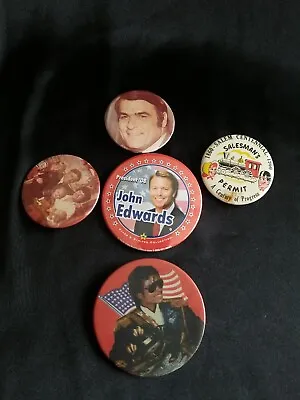 Lot Of 5 Campaine Pin Buttons Pinbacks Treasdale Edwards Michael Jackson W/ Flag • $12.99