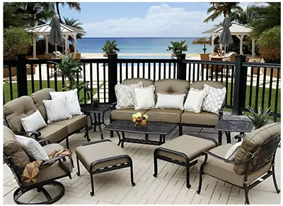 Elizabeth Outdoor Patio 9 Pcs  Deep Seating Group Cast Aluminum Dark Bronze • $3689