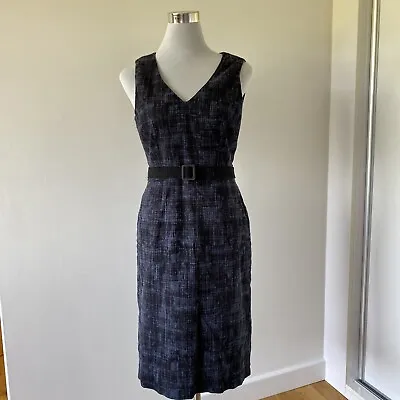 £15 • Buy Jigsaw Dress Size 10 Blue/ Black Tailored Shift Dress Work Office Wear Pinafore