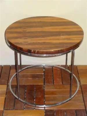 1960s 1970s Mid-Century Modern Milo Baughman Chrome & Rosewood Round Table • $275