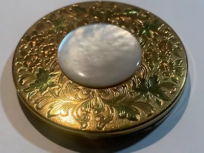 American Beauty Vintage Compact Gold Tone & Mother Of Pearl Disc W/tint Of Color • $6.99