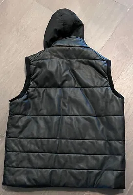Marc Anthony Hooded Leather Puffer Vest With Satin Shell Size L • $60