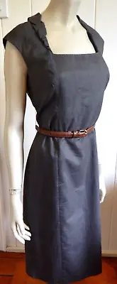 Veronika Maine Stylish Pleat Trim Neckline Career Dress With Free Belt Size 14 • $22