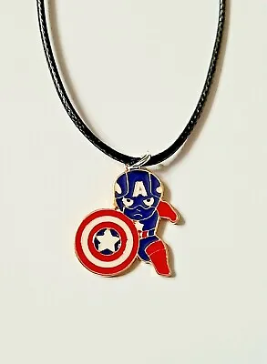 £2.95 • Buy Captain America Superhero Waxed Cord Pendant Necklace Mens Kids Boys Gift UK