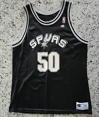 David Robinson Spurs Jersey - Used Vintage Black Champion Brand - Men's Size 48 • $34.50