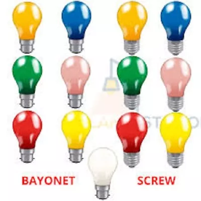 25watt Coloured GLS Light Bulbs BC (B22) Or ES(E27) X 5 Crompton Quality Branded • £10.75