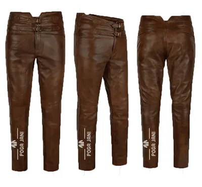 Dark Brown Leather Pant HANDMADE Genuine Jim Morrison Real Leather Pants Trouser • $100