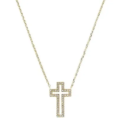 New Michael Kors Pave Cross Pendant Necklace Gold Tone • $29.99