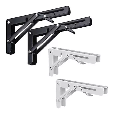 Folding Shelf Brackets 2 Pcs Heavy Duty Foldable Shelf Brackets Metal • £15.99