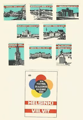 Hungary 1962 Matchbox Labels Helsinki Festival • $4.99