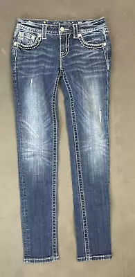 Miss Me Signature Rise Peace Sign Skinny Jeans Size 27 Inseam 33 FS Bnfts Chrty • $50