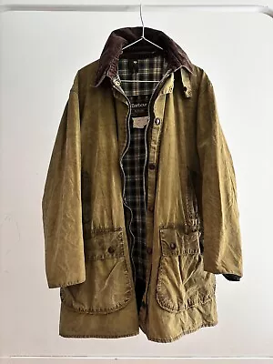 Mens BARBOUR Border Waxed Wax Jacket Coat Field Hunting Utility Praka Size C 42 • $95