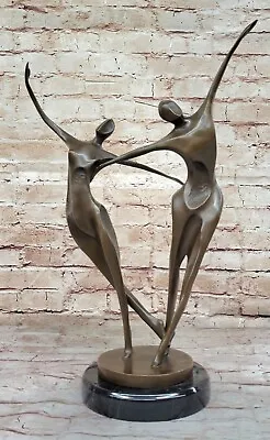 Miguel Lopez Modernist Bronze Dancers Couple Abstract Sculpture Ballerinas • $249.50