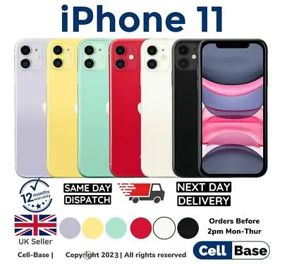 NEW Apple IPhone 11 64GB 128GB 256GB Unlocked Smartphone WITH BOX Re- SEALED • £219.99