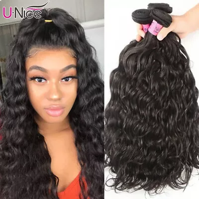 UNice Hair Peruvian Water Wave Human Hair Extensions Bundles Virgin Hair Weaves • $58.68