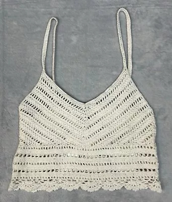 Divided By H&M Women’s Size XS White Sleeveless Cropped Crochet Top • $12