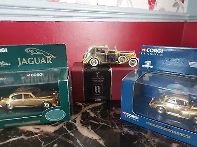 Gold CORGI Jubilee Queen Elizabeth 18ct  Rolls Royce Jaguar Mark 2 Morris Minor • £40