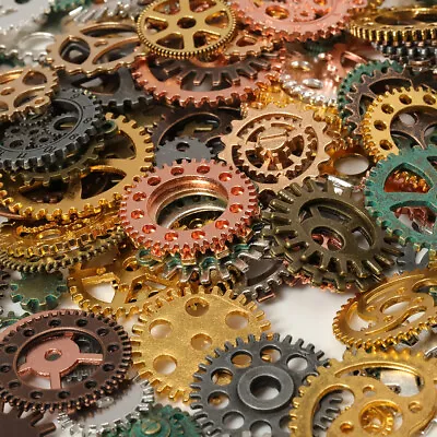 50-100g Metal Gears Jewelry Making Parts Pendant Steampunk Cogs Mixed Charms DIY • $14.72