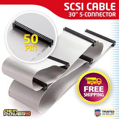 $7.49 • Buy NEW 30  50-Pin SCSI Internal Ribbon Flat Cable F/F 5-Connector 4-Device Drive