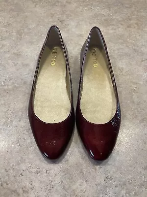 Me Too Dark Red Patent Leather Memory Foam Slip On Flats Shoes Women’s Size 8.5 • $28.99