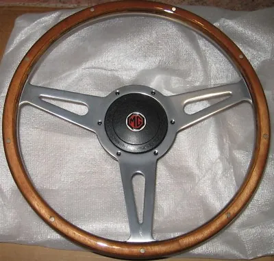 New 14  Wood Steering Wheel And Adaptor For MGB 1970-1976 MG Midget 1970-1977 • $289.95