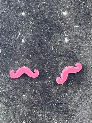 Pink Moustache Studded Earrings Mid Century Retro Modernist Pierced  0.125  • $7.99