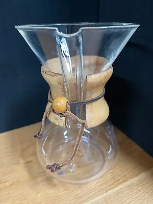 VTG CHEMEX Pour Over Coffee Pot - 6 Cup - Wood Collar & Leather Tie 8.5  - USA • $23