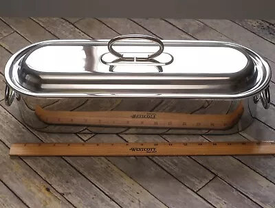 AETERNUM Inox 18/0 Stainless Steel Fish Poacher Steamer Baking Pan 3 Pieces EUC • $69.99