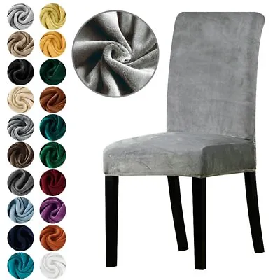1/2/4/6 Pieces Velvet Fabric Super Soft Chair Cover Chair Covers For Dining Room • $12.02