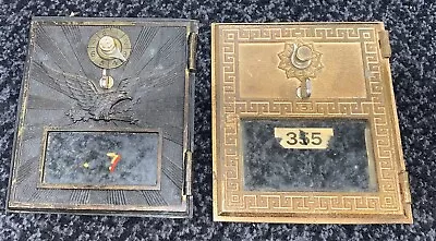  2 Antique Cast Brass USPS P.O. Box Doors Both Have Combinations Flying Eagle • $99