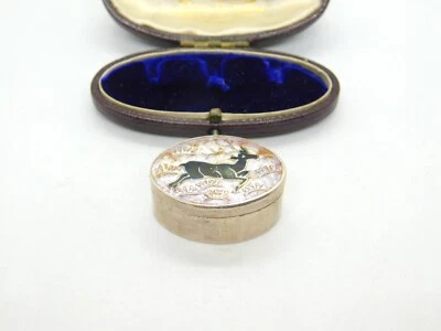 £25 • Buy Sterling Silver & Enamel Leaping Deer Pill Box Vintage C1960 