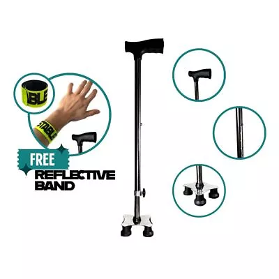 Walking Cane Adjustable Metal Stable Walking Stick Light Weight Solid Base • £15.99