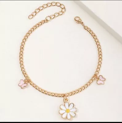 Brand New Girls Daisy Pendent Ankle Bracelet • £1