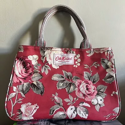 Cath Kidston Handbag Day Grab Oil Cloth Red Floral • £5.99