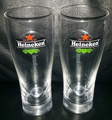 Pair Of Rare Collectable Heineken 285ml Beer Glasses Brand New Half Pint Glass • $30
