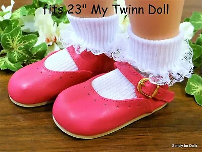 FUSHCIA PINK Classic MARY JANES DOLL SHOES Fits 23  MY TWINN DOLL CLOTHES • $6.98
