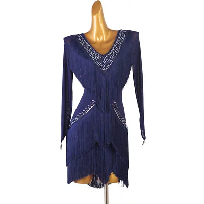 Latin Dance Dress Salsa Tango Cha Cha Ballroom Rhinestone Competition Dress F747 • £69.59