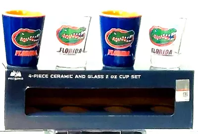 Florida Gators 4-piece Ceramic And Glass 2 Ounce Shot Glass Set • $22.95