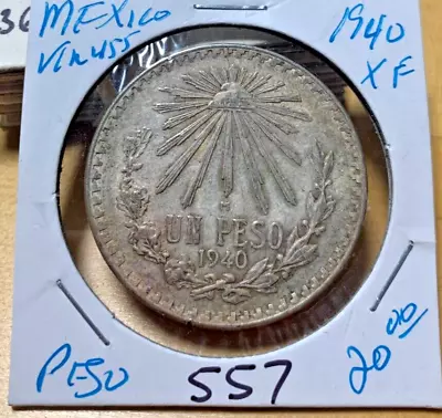 1940 Mexico Silver One Peso KM-455  Looks XF. Coin #556 • $19.99