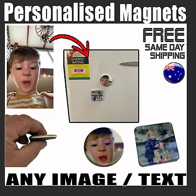 $4.95 • Buy Fridge Magnet Ceramic Tile Personalised Photo Text Magnets Strong Custom Message