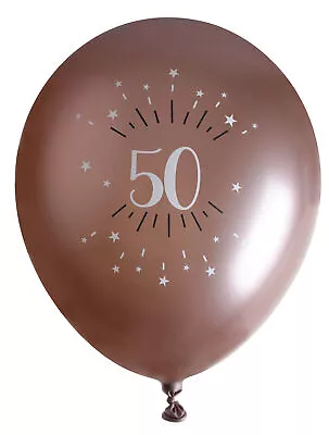 50th Birthday Party Balloons Rose Gold Classy Luxury Age 50 Party Decoration X 6 • £0.99