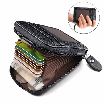 Waterproof Credit Card ID Holder Mens RFID Blocking Leather Wallet Zipper Purse • $6.61