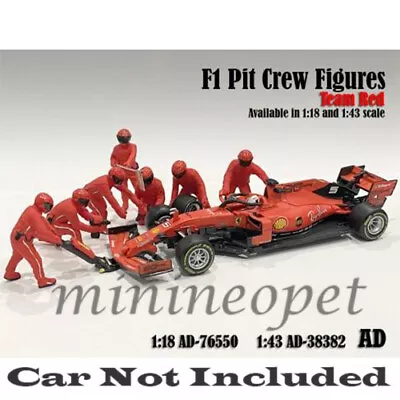 American Diorama Ad 38382 Formula F 1 Pit Crew 7 Figures Team 1/43 Red • $33.90